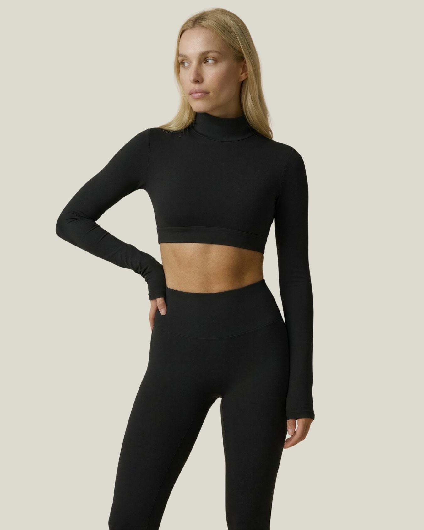 High-neck Long Sleeve Crop