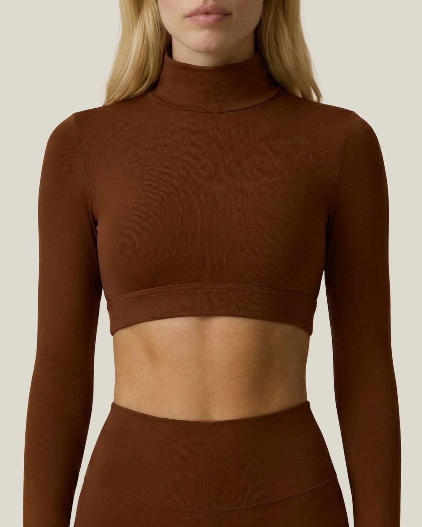High-neck Long Sleeve Crop