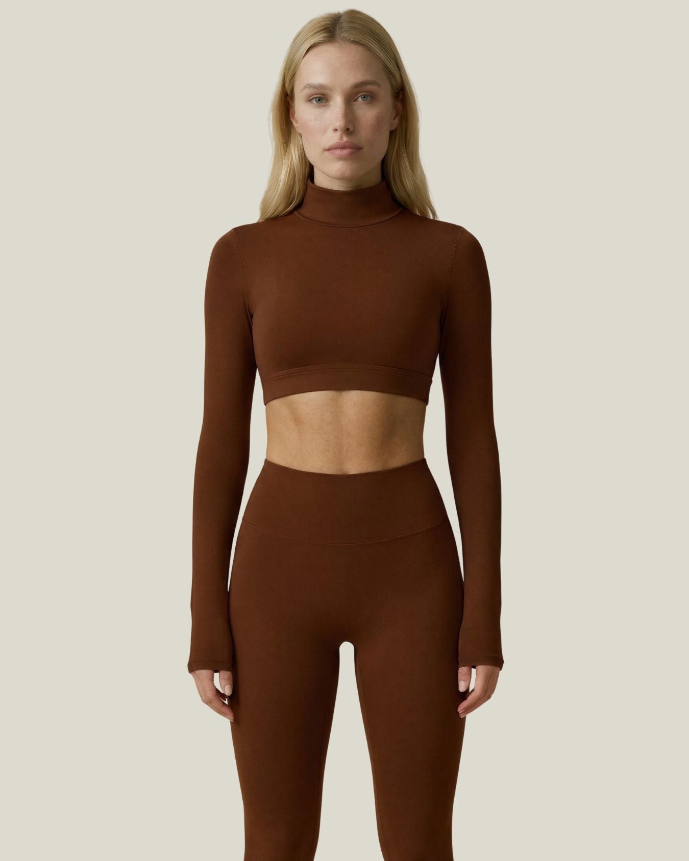 High-neck Long Sleeve Crop