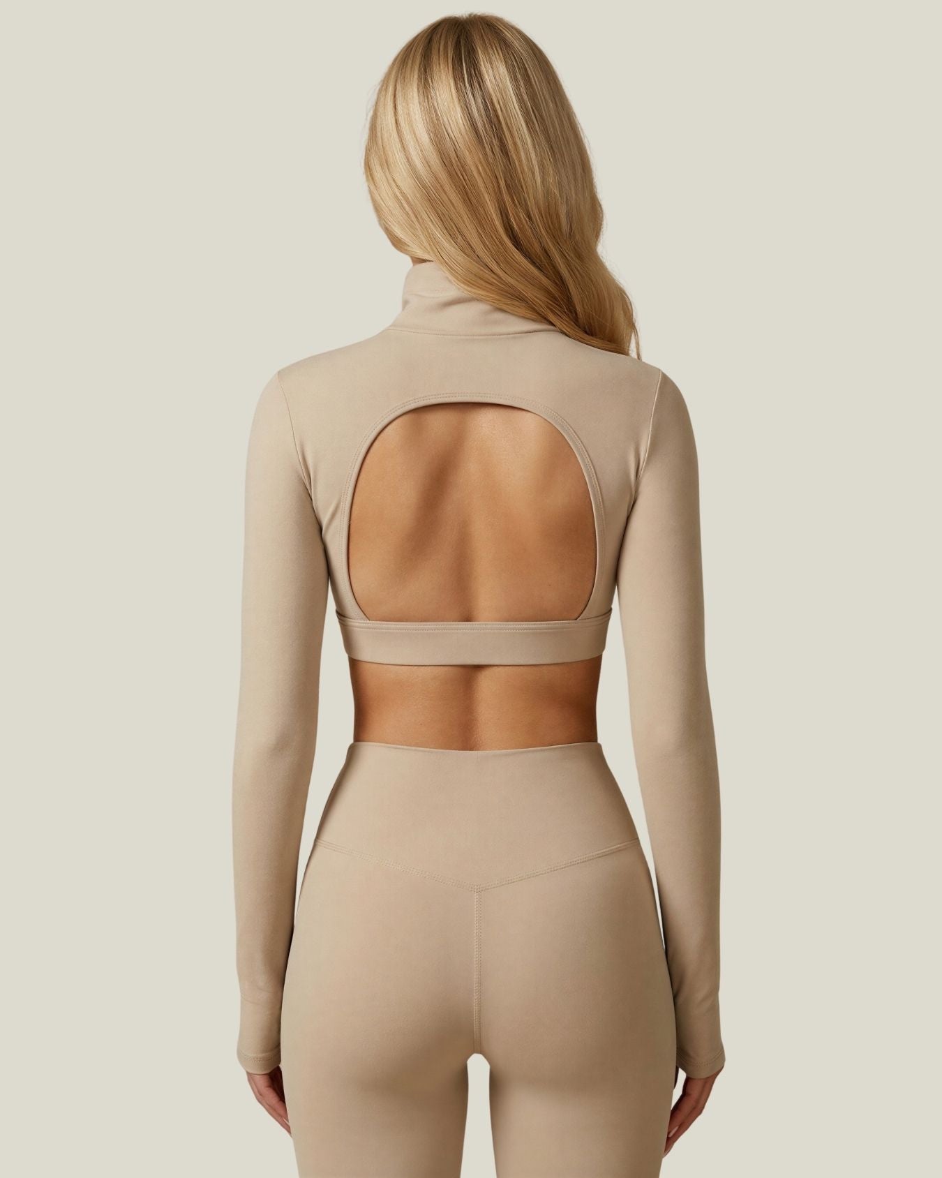 High-neck Long Sleeve Crop