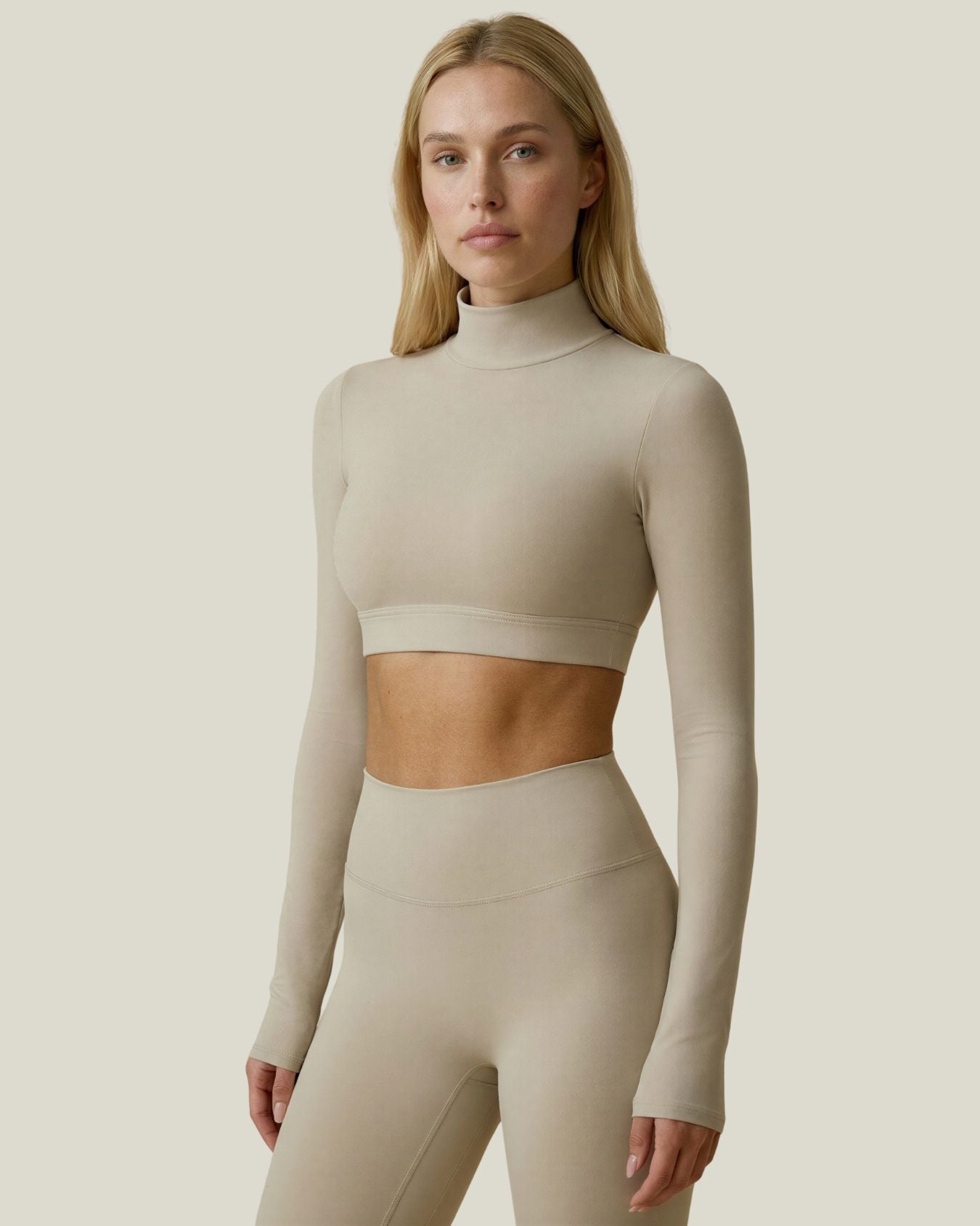 High-neck Long Sleeve Crop