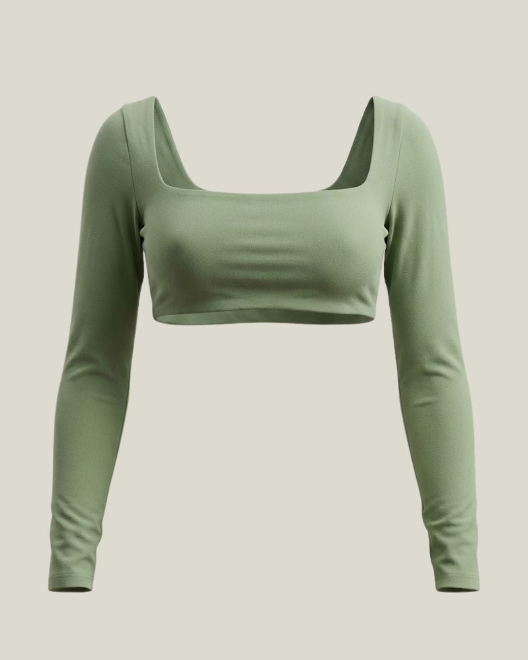Square-neck Long Sleeve Crop