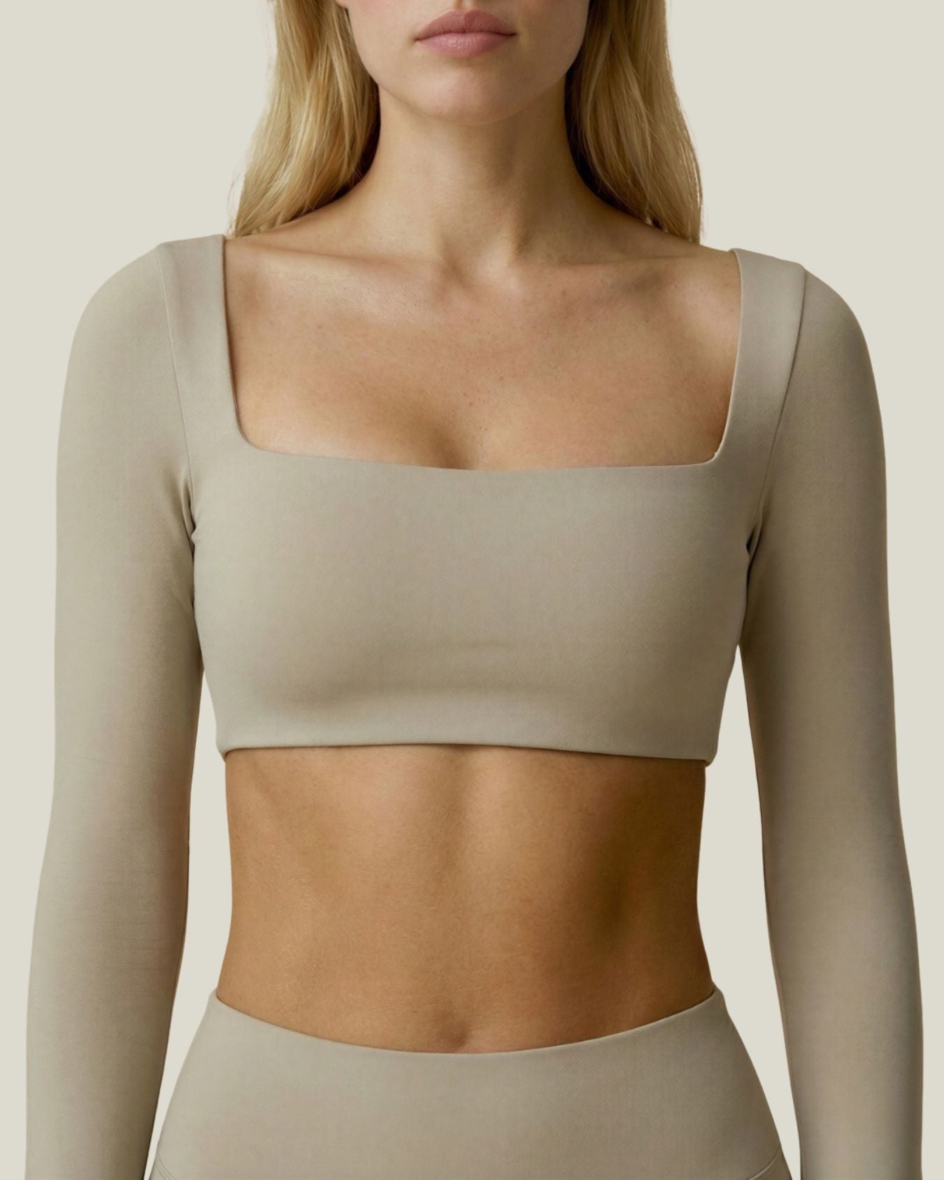 Square-neck Long Sleeve Crop