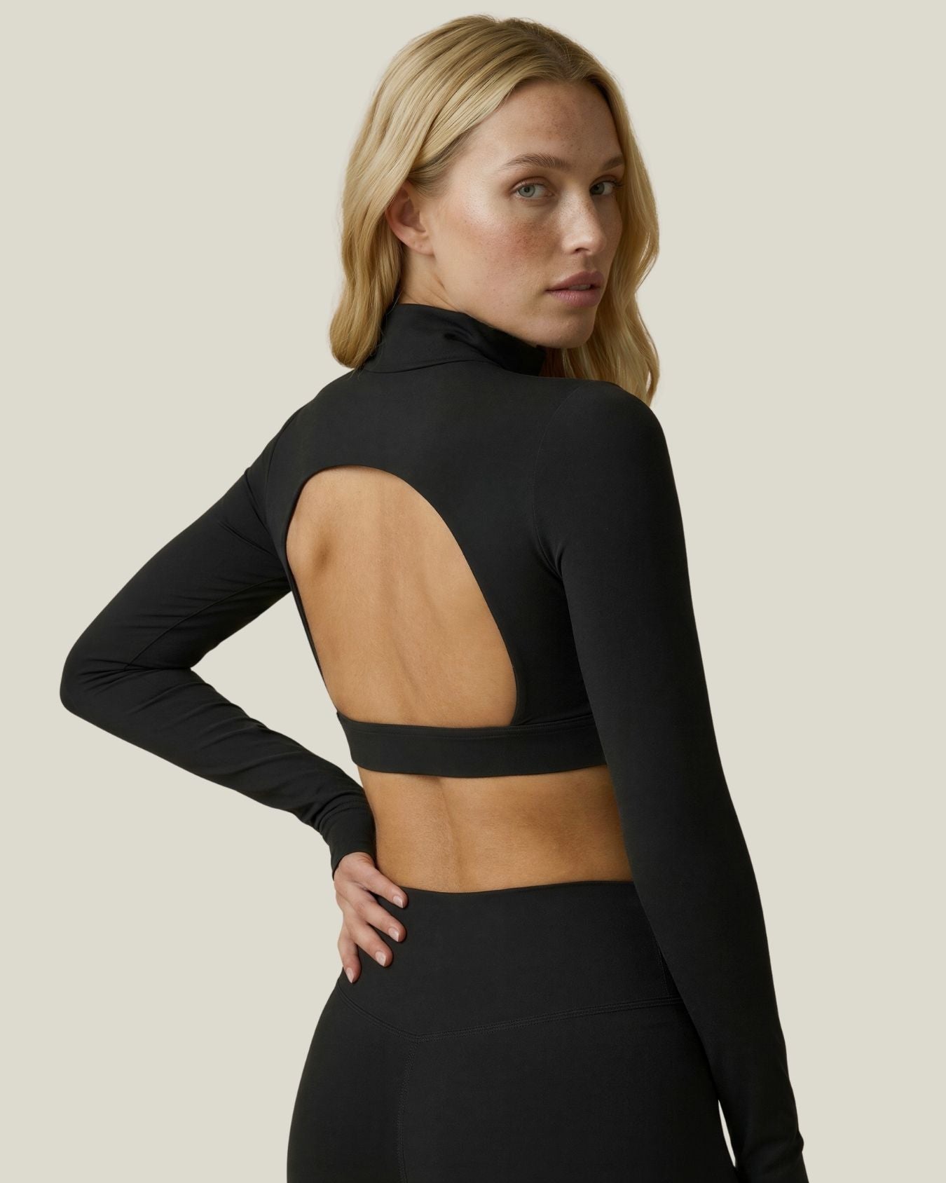 High-neck Long Sleeve Crop