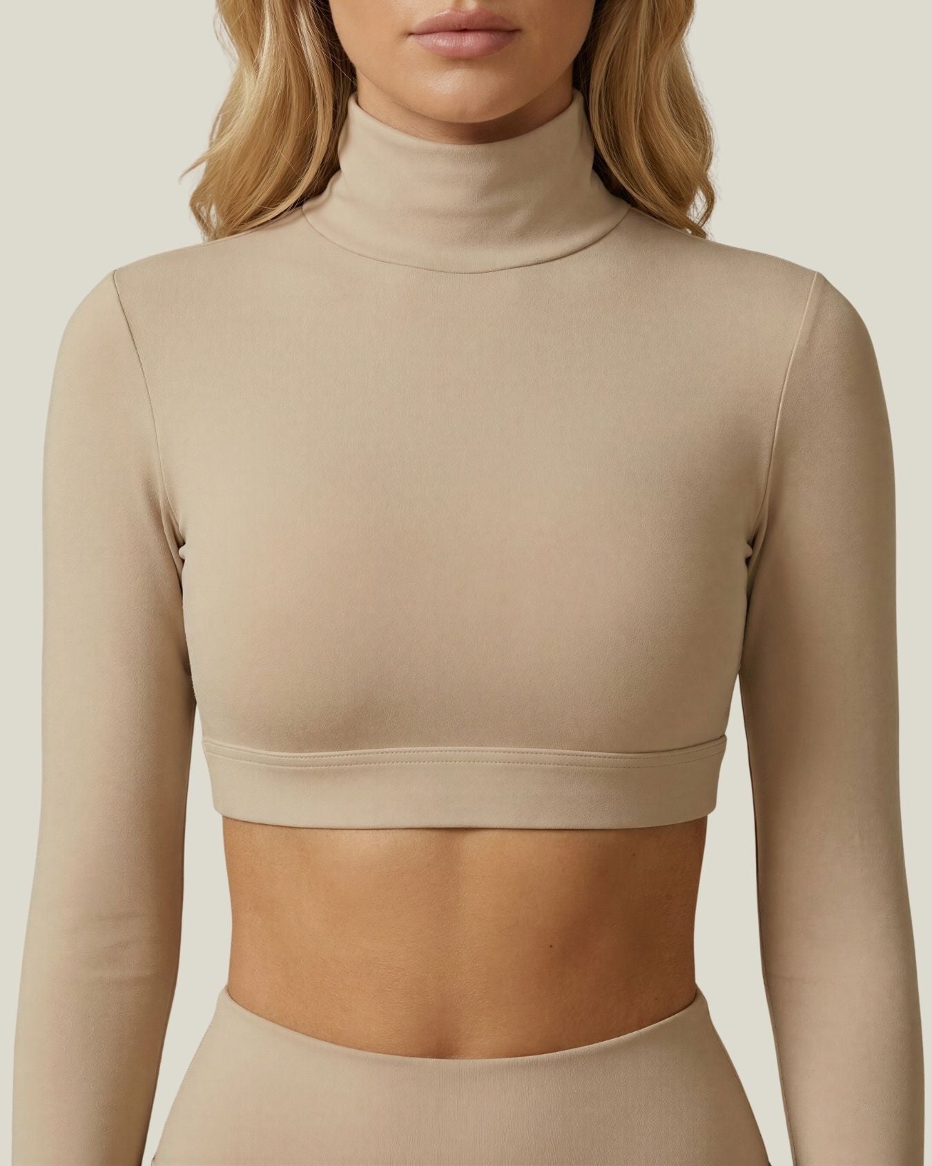 High-neck Long Sleeve Crop