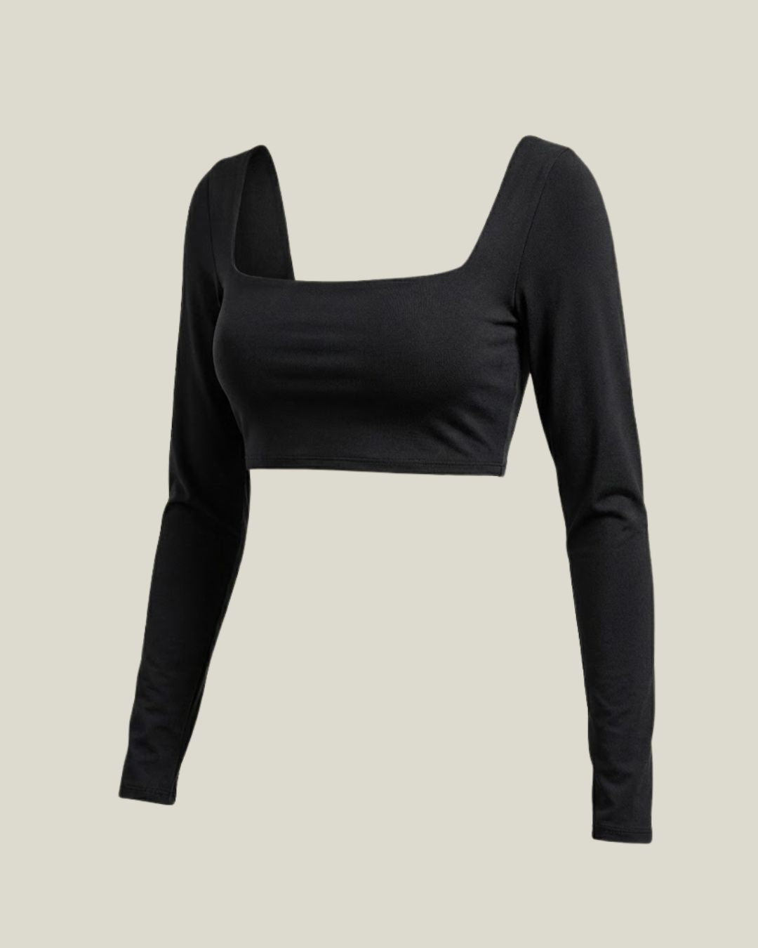 Square-neck Long Sleeve Crop