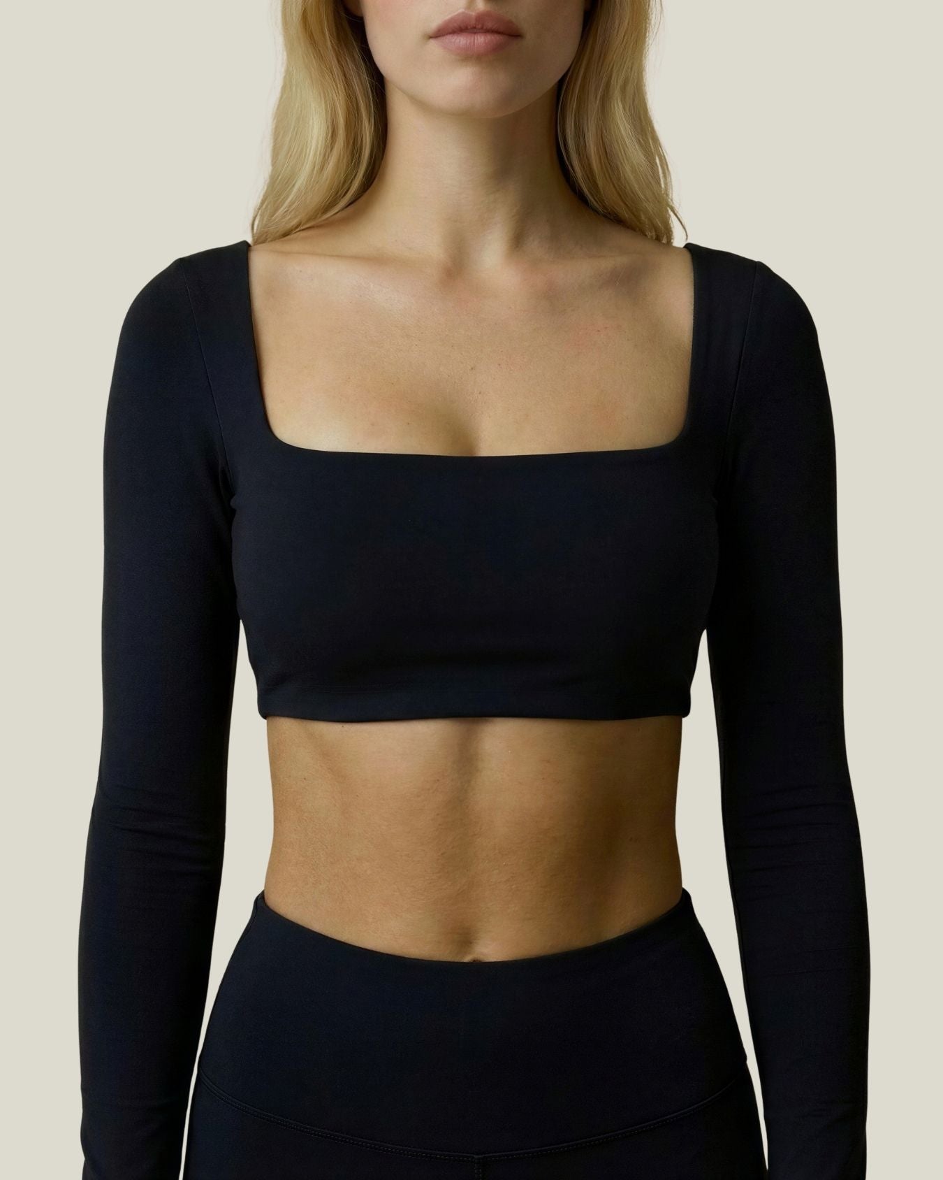 Square-neck Long Sleeve Crop