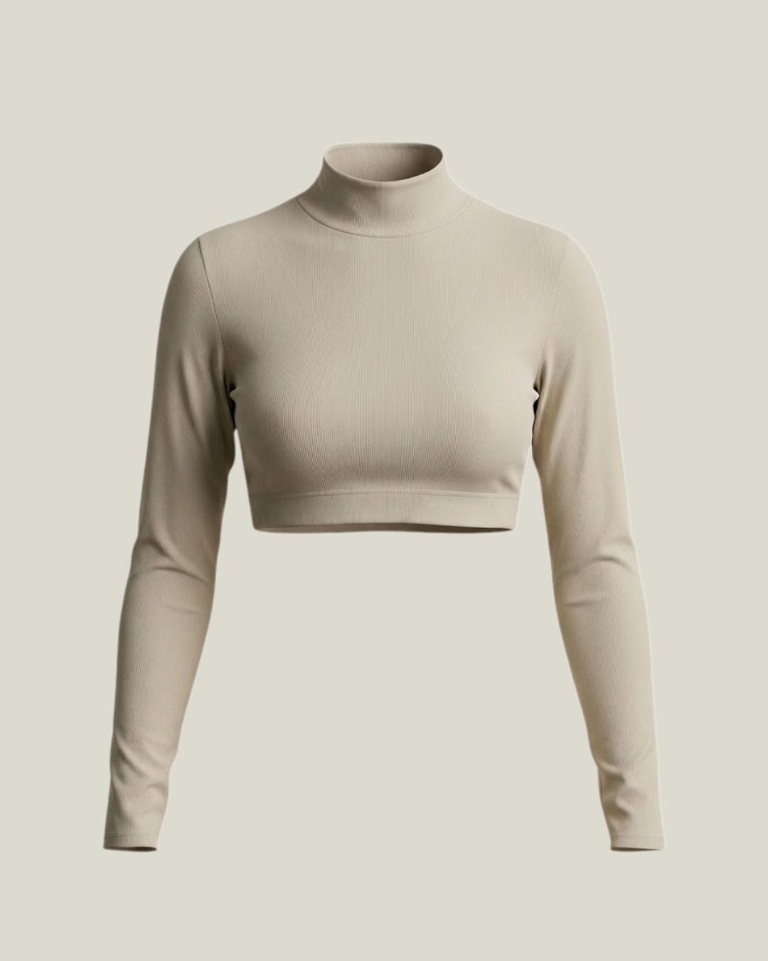 High-neck Long Sleeve Crop