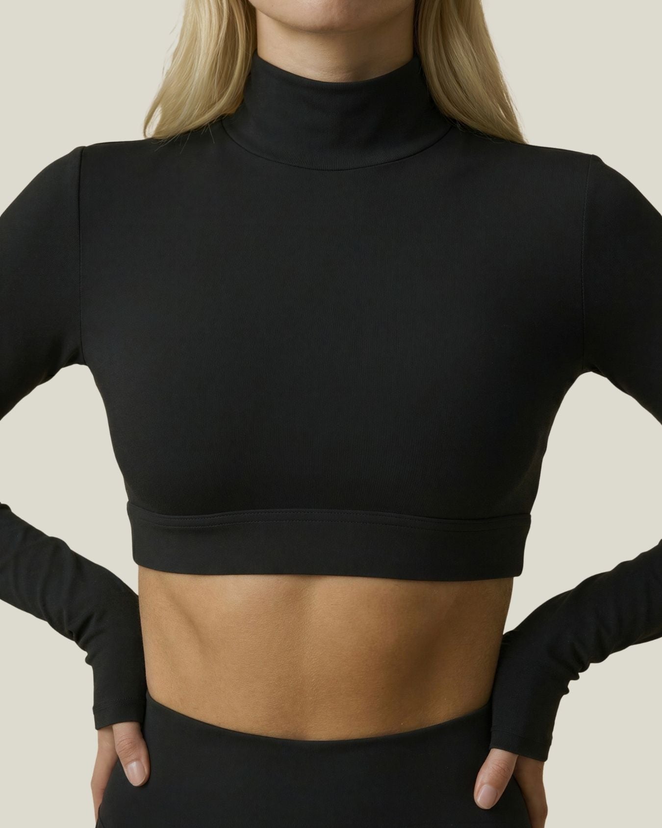 High-neck Long Sleeve Crop